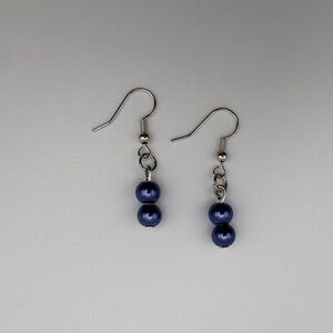 Chic Navy Double natural glass beaded Earrings